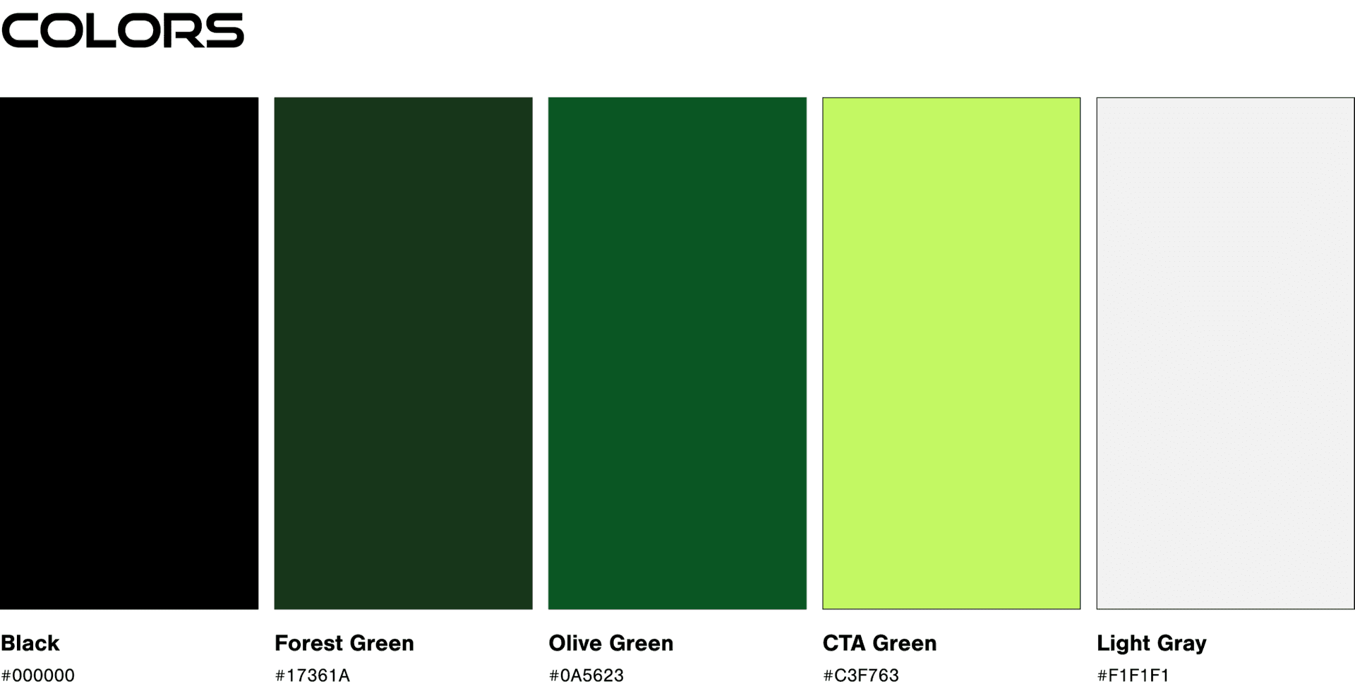SPARC brand colors — Black, Forest Green, Olive Green, CTA Green, Light Gray