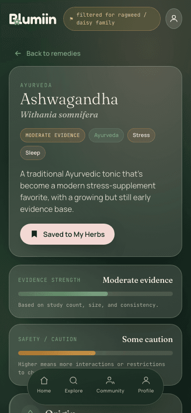 Remedy detail: evidence strength and safety meters above the fold